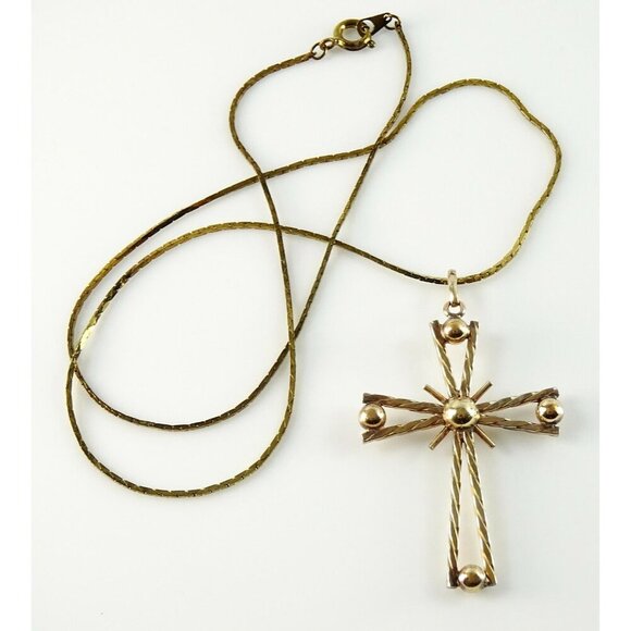 Atomic Mod Cross Pendant on Chain Necklace - Picture 2 of 4